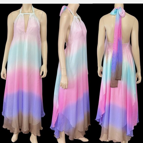 PilyQ Dress Multi Color Halter Long Summer Coverups - Picture 2 of 12